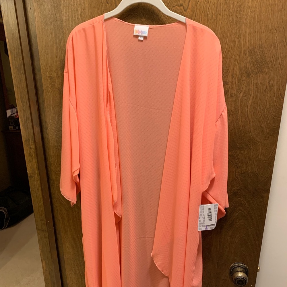 NWT Large Shirley peach sheer kimono coverup